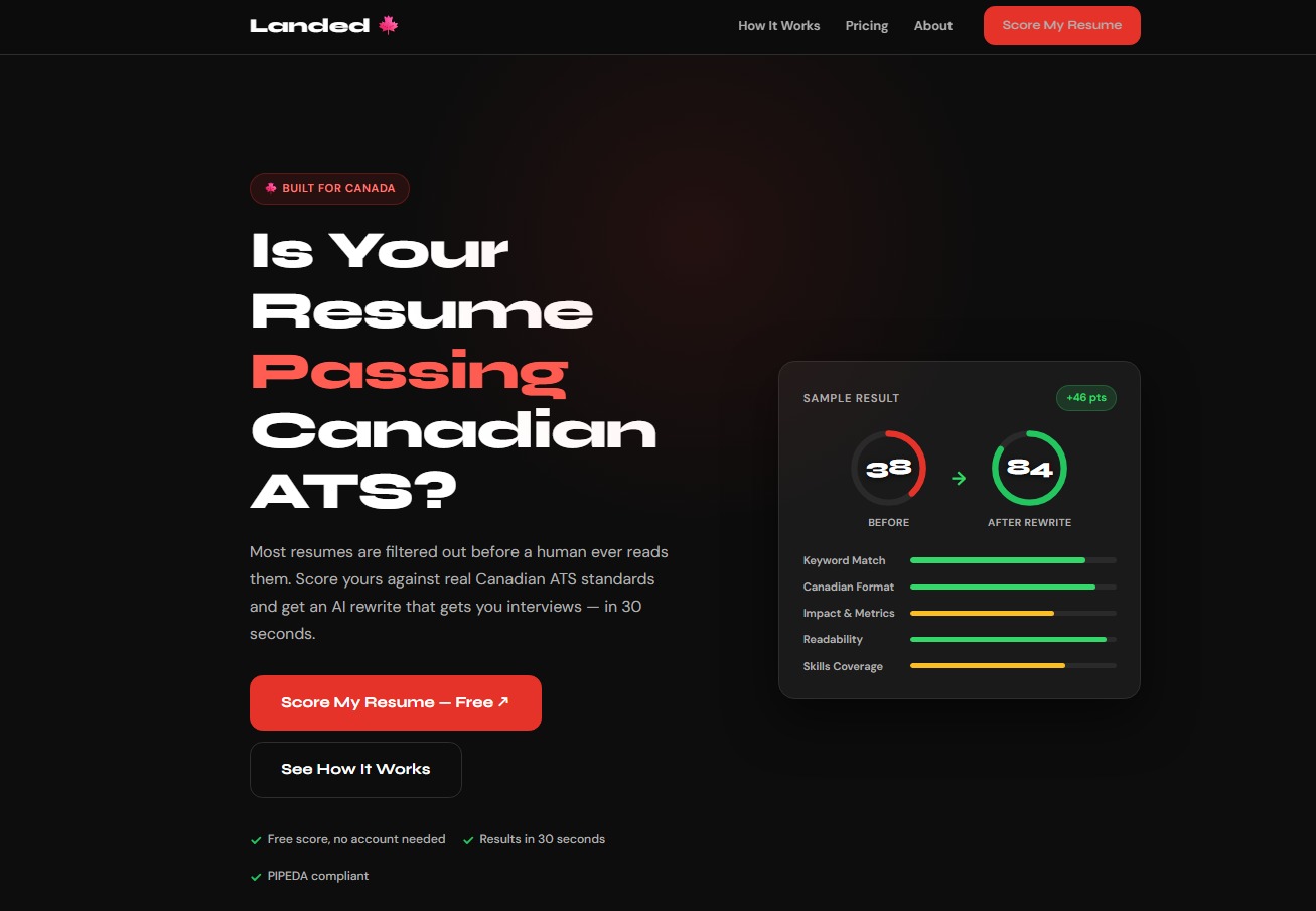 Landed — Canadian ATS Resume Scorer